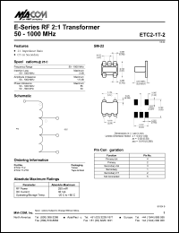 datasheet for ETC2-1T-2 by M/A-COM - manufacturer of RF