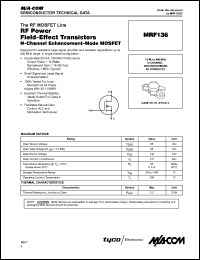 datasheet for MRF136 by M/A-COM - manufacturer of RF