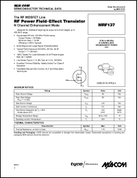 datasheet for MRF137 by M/A-COM - manufacturer of RF