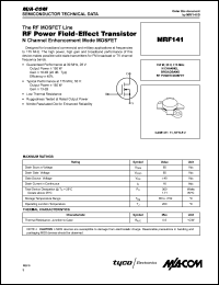 datasheet for MRF141 by M/A-COM - manufacturer of RF