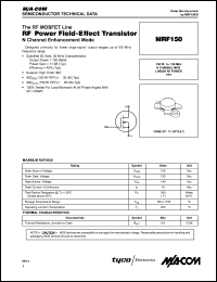 datasheet for MRF150 by M/A-COM - manufacturer of RF