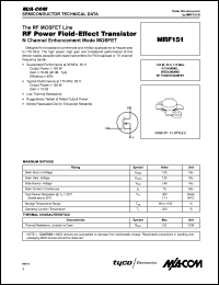 datasheet for MRF151 by M/A-COM - manufacturer of RF