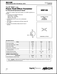 datasheet for MRF158 by M/A-COM - manufacturer of RF