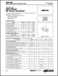 datasheet for MRF454 by M/A-COM - manufacturer of RF