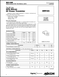 datasheet for MRF455 by M/A-COM - manufacturer of RF