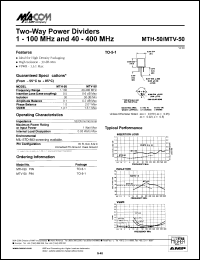 datasheet for MTV-50 by M/A-COM - manufacturer of RF