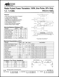 datasheet for PH1214-100EL by M/A-COM - manufacturer of RF