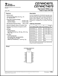 datasheet for CD54HCT4075F3A by Texas Instruments