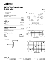 datasheet for TP-75N by M/A-COM - manufacturer of RF