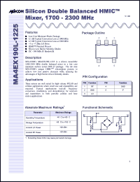 datasheet for MA4EX190L-1225T by M/A-COM - manufacturer of RF