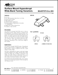 datasheet for MA4ST0822CK by M/A-COM - manufacturer of RF