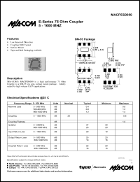 datasheet for MACPES0050 by M/A-COM - manufacturer of RF