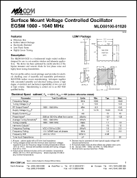 datasheet for MLO80100-01020 by M/A-COM - manufacturer of RF