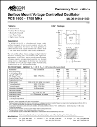 datasheet for MLO81100-01650 by M/A-COM - manufacturer of RF