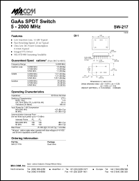 datasheet for SW-217 by M/A-COM - manufacturer of RF