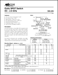 datasheet for SW-259RTR by M/A-COM - manufacturer of RF