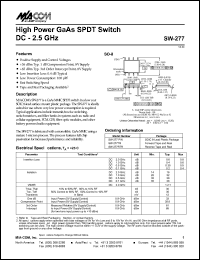 datasheet for SW-277RTR by M/A-COM - manufacturer of RF