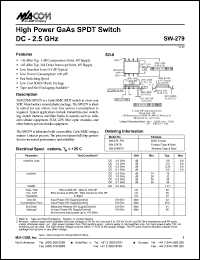 datasheet for SW-279RTR by M/A-COM - manufacturer of RF