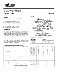 datasheet for SW-289RTR by M/A-COM - manufacturer of RF