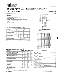 datasheet for UF28100V by M/A-COM - manufacturer of RF