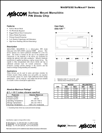 datasheet for MA4SPS302 by M/A-COM - manufacturer of RF