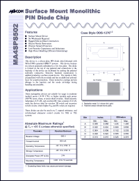 datasheet for MA4SPS502 by M/A-COM - manufacturer of RF