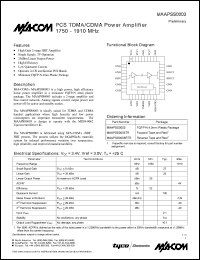 datasheet for MAAPSS0003RTR by M/A-COM - manufacturer of RF