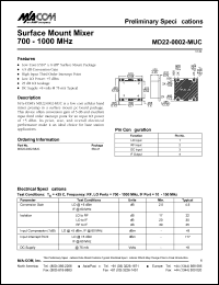 datasheet for MD22-0002-MUC by M/A-COM - manufacturer of RF
