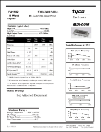 datasheet for PA1182 by M/A-COM - manufacturer of RF