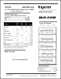 datasheet for PA1214 by M/A-COM - manufacturer of RF