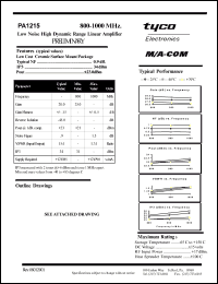 datasheet for PA1215 by M/A-COM - manufacturer of RF