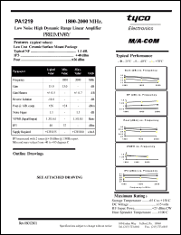 datasheet for PA1219 by M/A-COM - manufacturer of RF