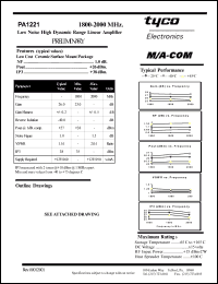 datasheet for PA1221 by M/A-COM - manufacturer of RF