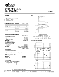 datasheet for SW-121 by M/A-COM - manufacturer of RF