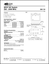datasheet for SW-132 by M/A-COM - manufacturer of RF