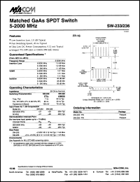 datasheet for SW-233 by M/A-COM - manufacturer of RF