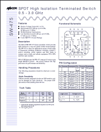 datasheet for SW-475 by M/A-COM - manufacturer of RF