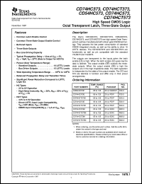 datasheet for CD54HC373F by Texas Instruments