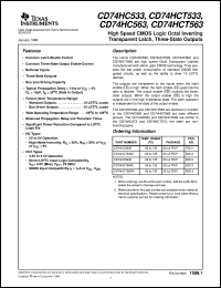 datasheet for CD54HC533F3A by Texas Instruments