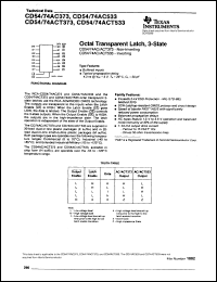 datasheet for CD74AC373E by Texas Instruments