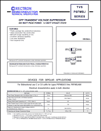 datasheet for P6FMBJ400A by 