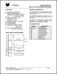 datasheet for UT62L25616BS-55LL by 