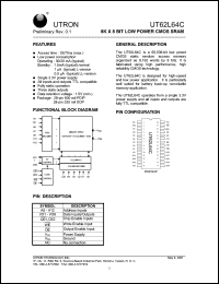 datasheet for UT62L64CPC-70 by 