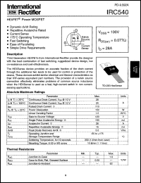 datasheet for IRC540 by International Rectifier