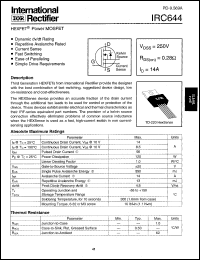 datasheet for IRC644 by International Rectifier