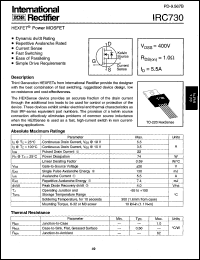 datasheet for IRC730 by International Rectifier