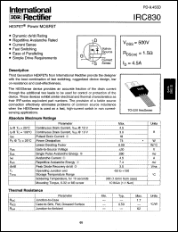 datasheet for IRC830 by International Rectifier