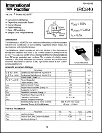 datasheet for IRC840 by International Rectifier