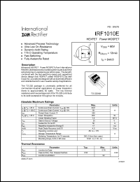 datasheet for IRF1010E by International Rectifier