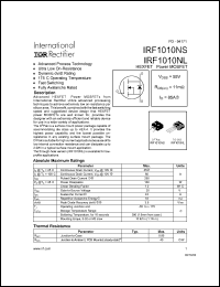 datasheet for IRF1010NS by International Rectifier